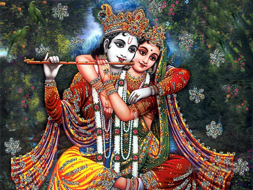 Radha Krishna 33 Hindou Peintures à l'huile